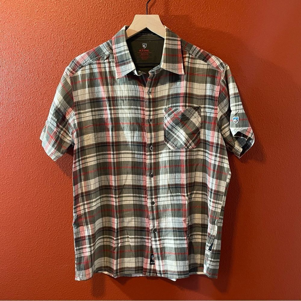 Kuhl Men's Plaid Breathable Lightweight Hiking Short Sleeve Button Down Shirt